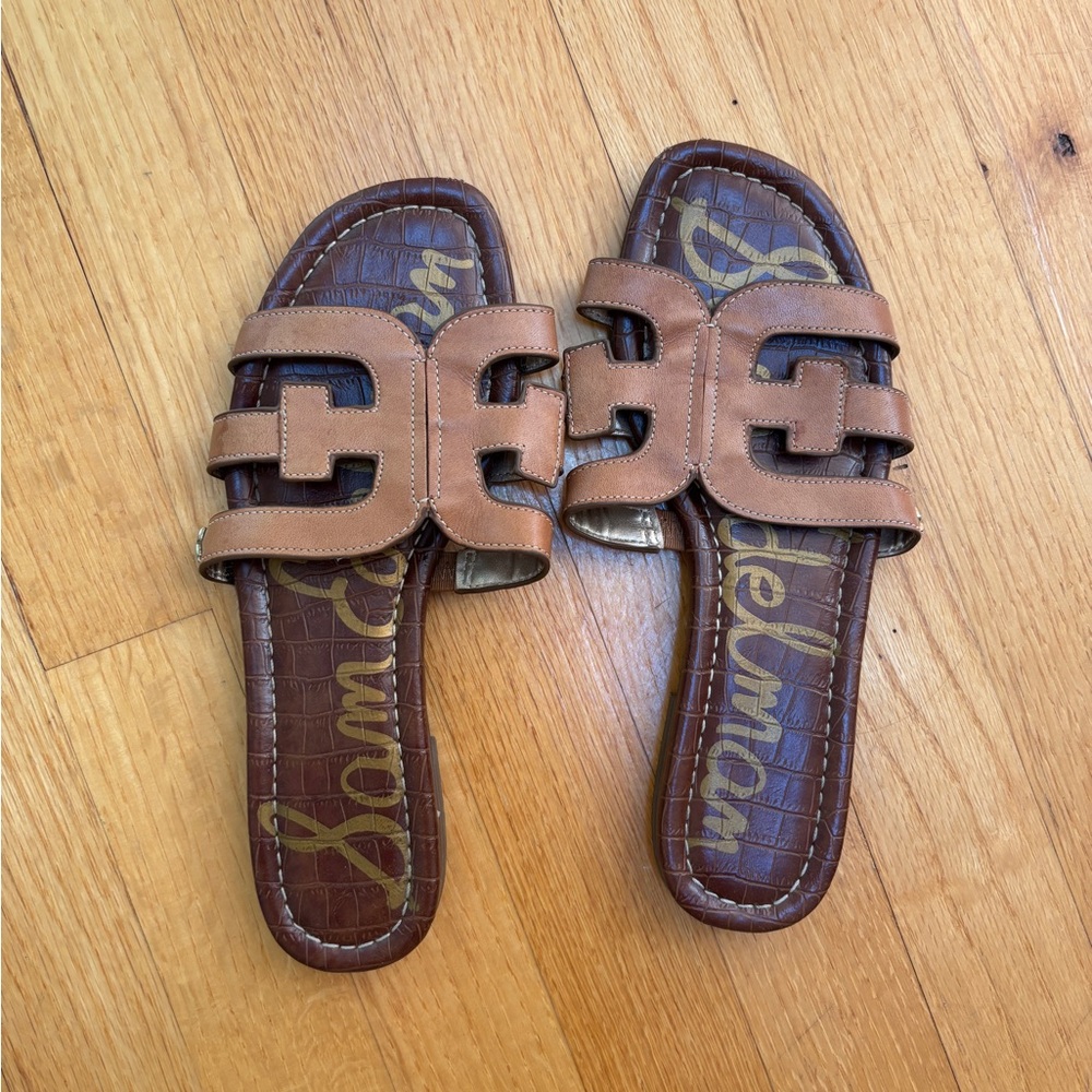 Sam Edelman Tan and Brown Slide Sandals